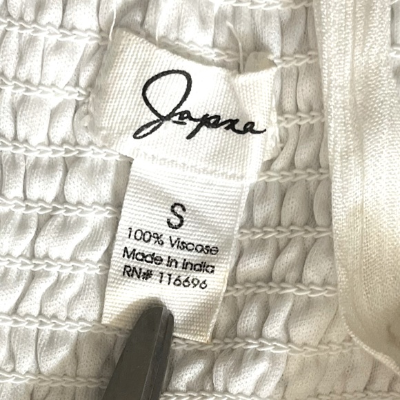 Japna Embroidered V Neck Tank Top Womens Small Black White Smocked Boho - Picture 5 of 9